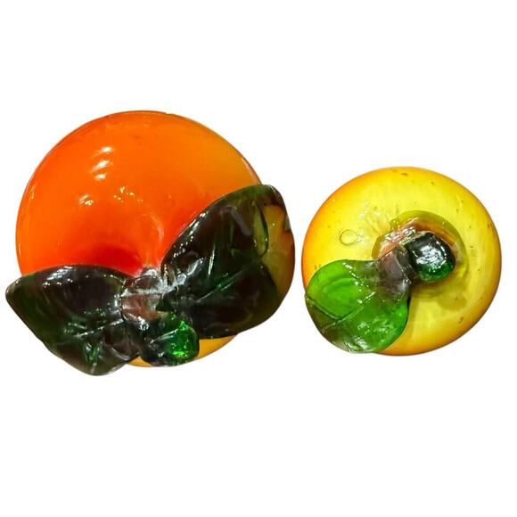 Glass Fruit Peaches Hand Blown One Large One Small READ Description - Picture 4 of 7